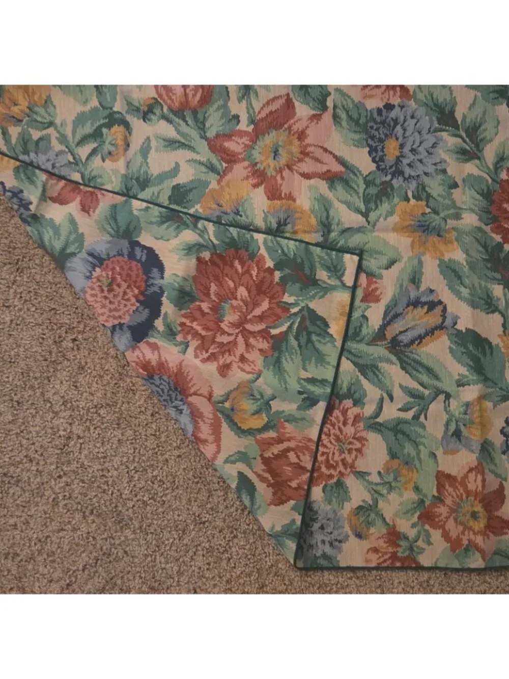 Floral Tablecloth Card Table Square Topper Party 33 x 34 Reversible Multicolor